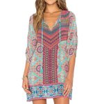 Tolani  Multicolor Bohemian Silk Tassel Tunic Dress Photo 8