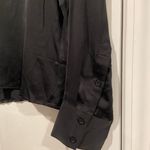 J.Crew NWT Size S Goldie Top Black Satin Long Sleeve Ruffle Collar Tie Front Photo 5