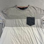 ZARA Striped White Grey Colorblock Crewneck T-Shirt Size Medium EUC Photo 1