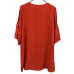 Tyche  Tomato Red V Neck 3 Quarter Ruffle Sleeve Lined Popover Dress Womens Large Photo 4