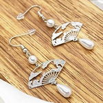 Oriental Fan Design Earrings Silver Photo 0