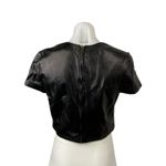 Burberry  Women's Black Faux Leather Crew Neck Short Sleeve Crop T-shirt Top Sz 4 Photo 1