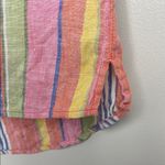 C&C California  Rainbow Stripe Linen Blouse Colorful Short Sleeve Top Size M Photo 6