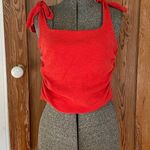 Free People  Boulevard Tie Shoulder Square Neck Tank in Guava Berry - Large Photo 8