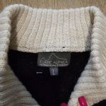 Womens Alpaca Wool Floral Embroidery Long Sweater Cardigan Heart Clasps Peru LRG Black Size L Photo 4