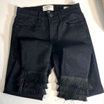 frame denim Frame Le High Byxbee‎ Fringe Hem Black Skinny Jeans Size 25 Photo 9