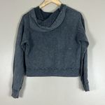 Le lis Hoodie Womens S Charcoal Gray Rhinestone Studded 100% Cotton Cropped Photo 4