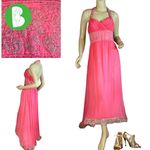 Oleg Cassini OC PINK SILK CHIFFON BEADED HALTER FORMAL DRESS (2) Photo 1