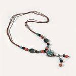 Bohemian Ethnic Style Handmade Beads Ceramic Necklace Adjustable‎ up to 26” Photo 6