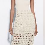 ZARA  NWT combination mixed contrast midi dress crochet detailed skirt tank style Photo 11