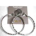 Mixit NIP  Boho Statement Textured Silver Tone 2" Lever Back Post Retro Earrings Photo 1