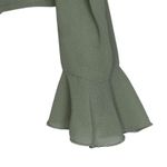 Jessica Howard Vintage Blouse Sz 6 Sheer Ruffle VNeck Green Rhinestone Buttons Photo 5