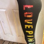 PINK - Victoria's Secret Victoria's Secret Pink Bling Ombre Rainbow Sequin Cotton Black Yoga Leggings Photo 14