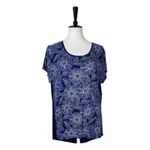 Dress Barn  Tee Shirt Scoop Neck Burnout Blue White Floral Women’s Size XL Photo 5