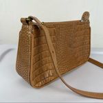 Brahmin Vintage Y2K Croc Embossed Leather Handbag Shoulder Mini Bag Tan Brown Photo 8