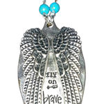 Angel Wings Long Pendant Necklace Boho Goth Fairy Signed Steampunk Jewelry 36" Silver Photo 0