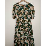 Gal Meets Glam  Womens Tiered Midi Dress Tegan Floral Ruched Puff Sleeve Green 4P Photo 3