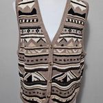 st. john's bay Taupe & Brown Tribal Vneck Sweater Vest Size Large Photo 0