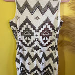 EXPRESS Cream and Brown Sequin Dress Photo 0