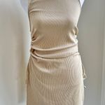 ZARA Gold Tan Ribbed Side Tie Ruched Sexy Stretch Casual Tank Dress Medium Photo 0