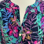 Cappagallo Dress Shift Stretchy Slinky Floral Tropical 3/4 Pink Blue Green Gold Size L Photo 6
