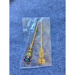 Elegant Oriental Hair Accessory Set – 5 PCS Gold Tone Crown Tiara Pearl New Blue Photo 4