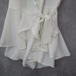Lulus White Ruffle Wrap Romper Flutter Sleeve Tie Waist Dressy Chic L Large Photo 7