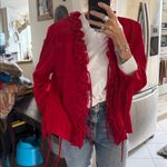 St. John Vibrant evening by Marie gray Red Knit cardigan sweater size 14 Photo 2