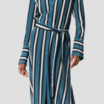 Equipment Connell Blue Striped Long Sleeve Belted Silk Shirt Dress Size Small Photo 0