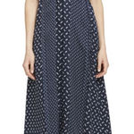 Theory ‎ V-Neck Ruffle Midi Silk Dress Geometric Print Midi Size Large Photo 0