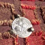 Bohemian Red & Brown Patchwork Shoulder Bag w/ Silver Elephant & Beaded Tassels Photo 3