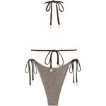 Zaful Black S/M Bikini Multiway Fishnet Tie Side Bandeau Halter Swimsuit NEW! Photo 1