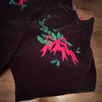 Karen Scott Vintage Christmas Vest Black Velvet Embroidered Red Ribbon Size XL Photo 2