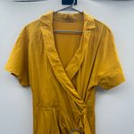 Cult Gaia  Calista Short Sleeve Faux Wrap Midi Dress‎ in Tumeric Gold Yellow Sz 2 Photo 3
