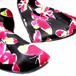 Elle  Women's Jessica Black Satin Butterfly Wedge Heels Sz 7 Photo 3