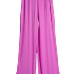 ZARA  High Waisted Satin Silky Wide Leg Flare Hot Pink Magenta Trouser Pants Photo 2