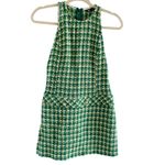 ZARA Green Woven Tweed Plaid Pinafore Mini Dress Size Small Photo 2