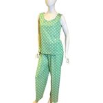Vintage 1970s Geometric Knit Flare Leg Pants Medium Green Photo 8