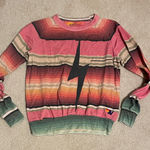 Aviator Nation  Pink and Red Striped Sweatshirt Photo 0