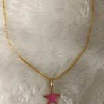 Handmade pink star on gold chain  Photo 0