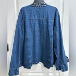 Women's Denim Open Front Jacket, Pearl and Rhinestone Embellishments Blue Size undefined Photo 6