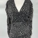 Susan Graver New Animal Print Mesh Midi Wrap Dress Grey Black Size Medium Photo 2