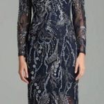 Dress the Population | New! Elegant Navy Sophia Dress with Embroidered Sequins Photo 0