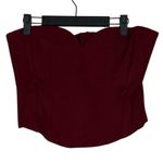 ZARA Strapless Sweetheart V Neckline Corset Bustier stretch M Burgundy Maroon Photo 14