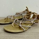 Rene Caovilla Crystal Embellished Flat Strappy Sandals Gold Women's 38.5 / 8.5 Photo 1