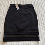 Bebe Double Mesh Insert Stripe Pencil Skirt Black NWT $69 Sz 6 Photo 1