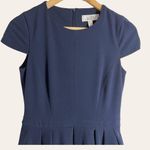 Badgley Mischka Belle Navy Cap Sleeve Pleated A-Line Knee Length Dress Size 2 Photo 1