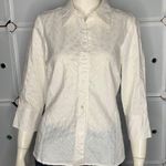 Rafaella  White 3/4 Sleeve Button Down Shirt Size 10 Photo 0