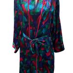 Cacique Lingerie Multicolor Abstract 3/4 Sleeve Short Robe M Photo 2