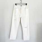 Gap New  Off White Boyfriend High Rise Drawcord Distressed Jeans Size 10/30 Photo 2